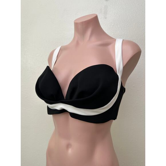 Mônot Black White Contrast Bustier Bra Crop Top Women’s Size 6 - Picture 6 of 16
